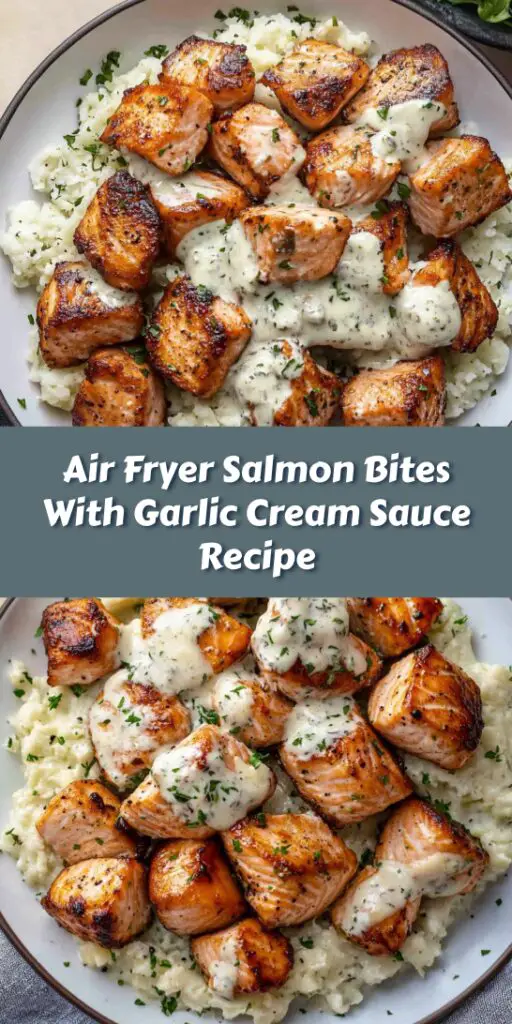 Air Fryer Salmon Bites With Garlic Cream Sauce Recipe