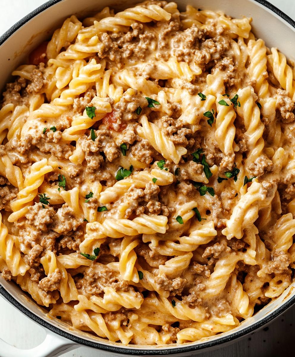 Stovetop Creamy Ground Beef Pasta Recipe