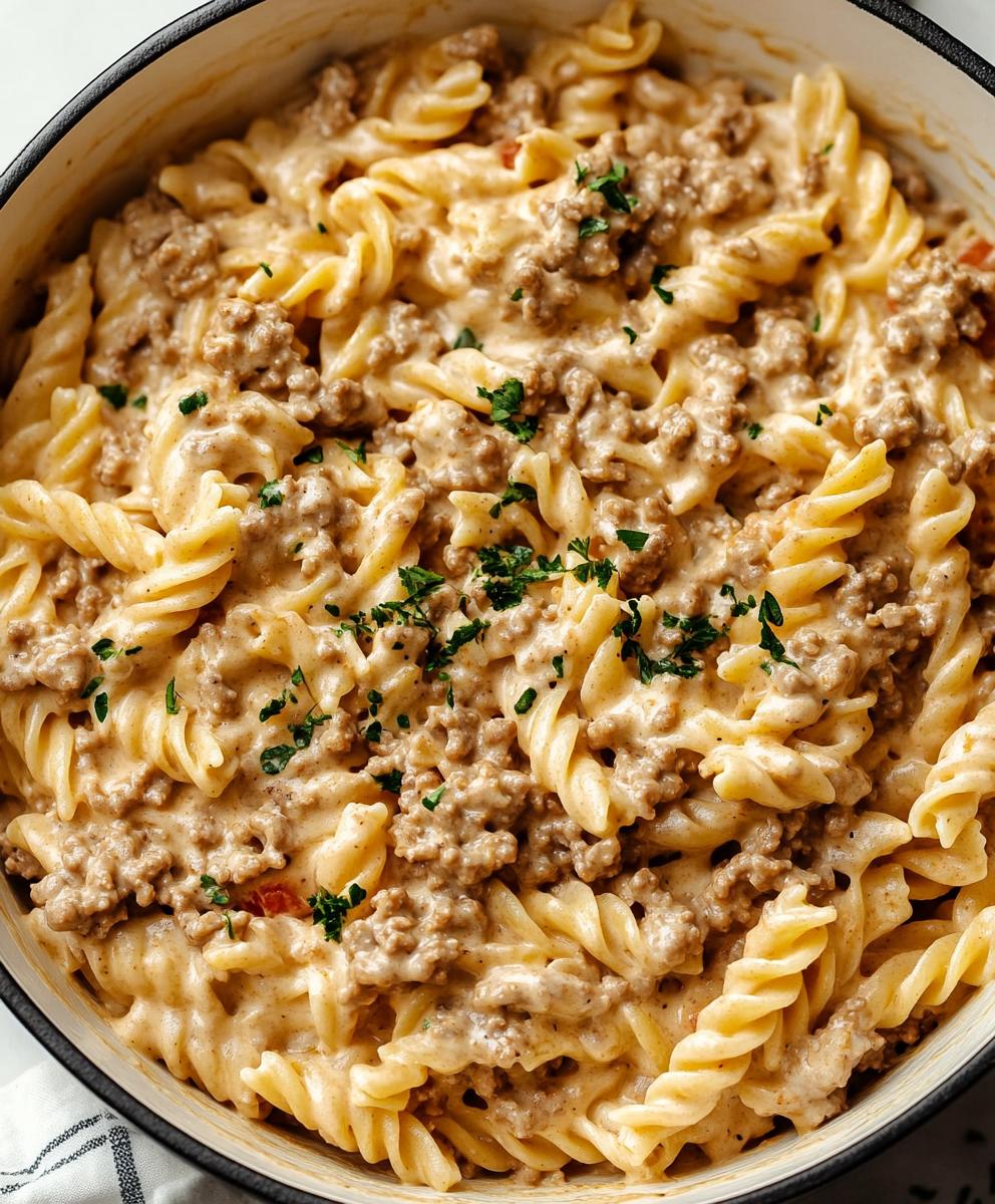 Stovetop Creamy Ground Beef Pasta Recipe