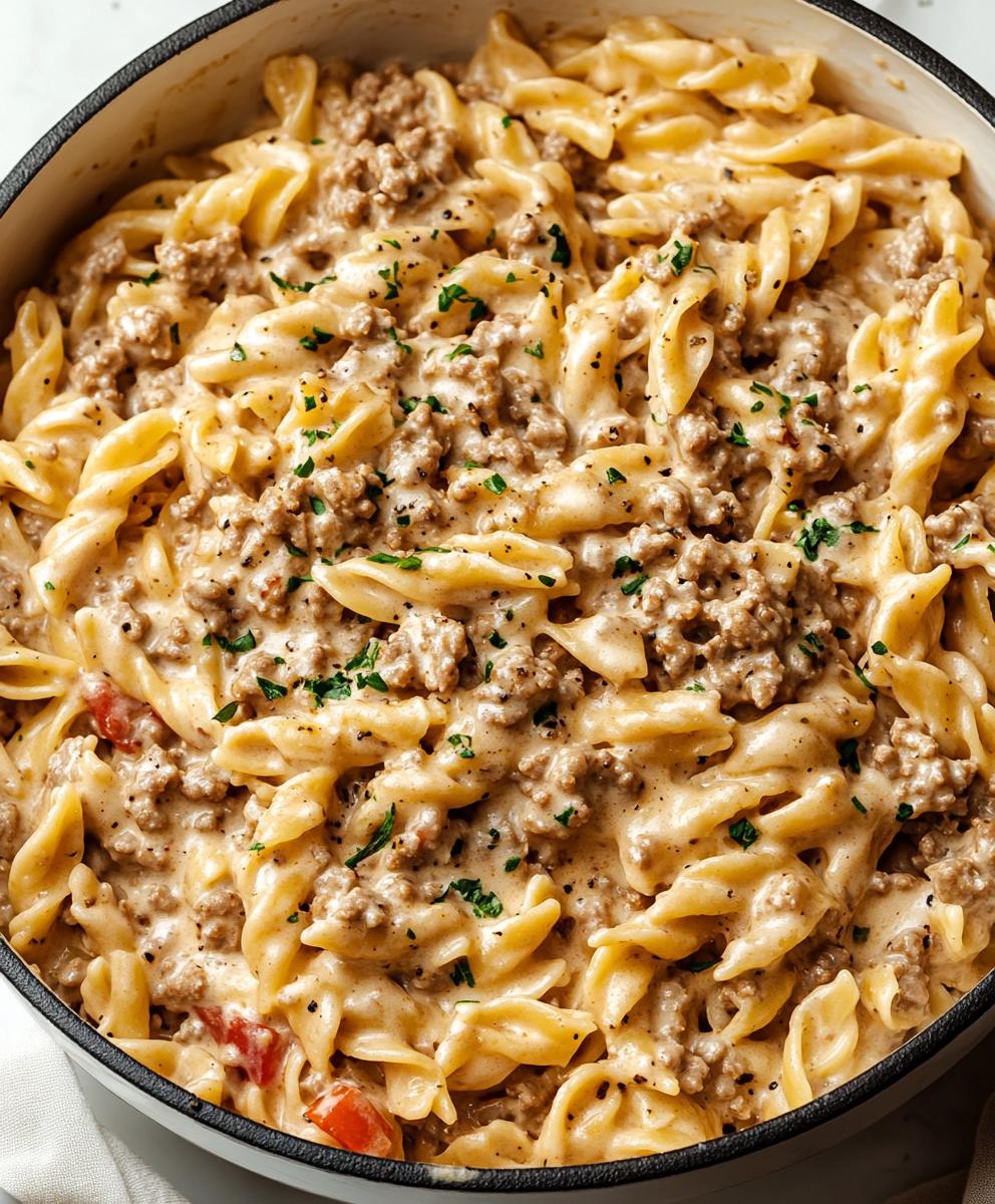 Stovetop Creamy Ground Beef Pasta Recipe