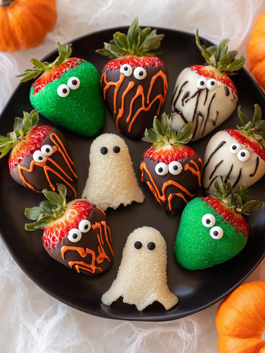 Easy Halloween Chocolate Covered Strawberries Recipe