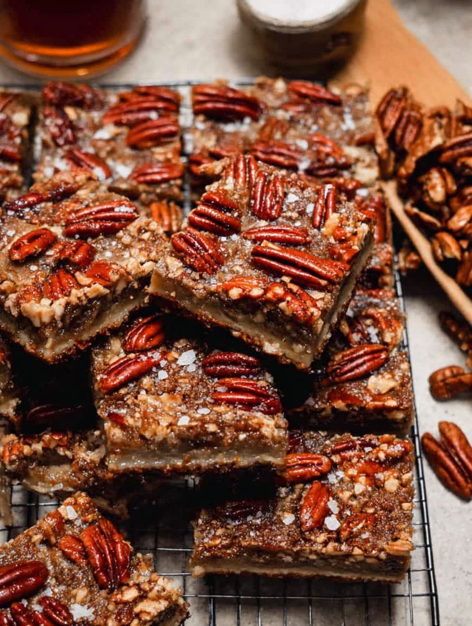 Easy Salted Maple Pecan Pie Bars Recipe for Thanksgiving Desserts